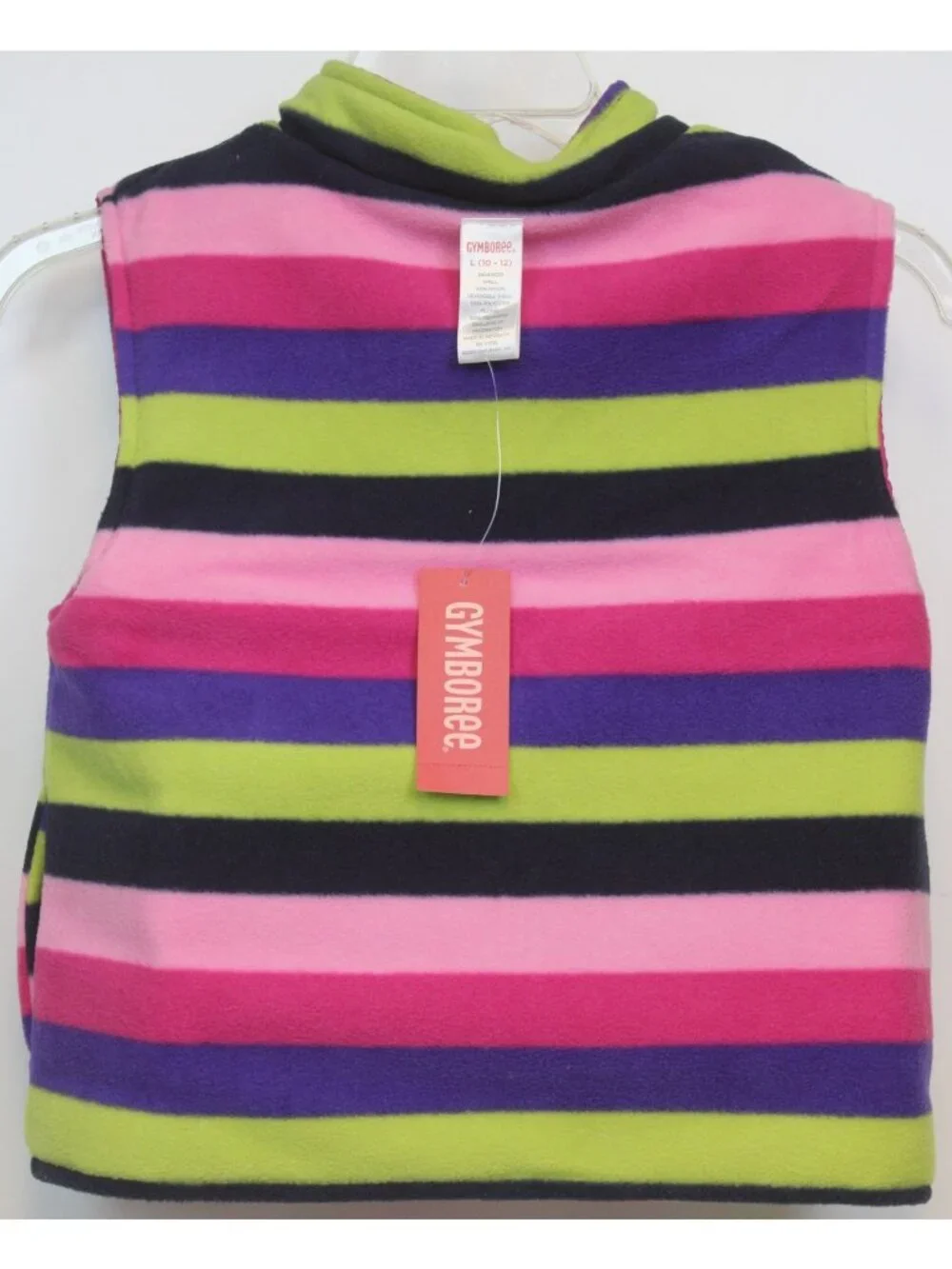 2008 Gymboree Candy Shoppe Puffer Vest sz L 10/12 Fleece Stripe Reversible NWT